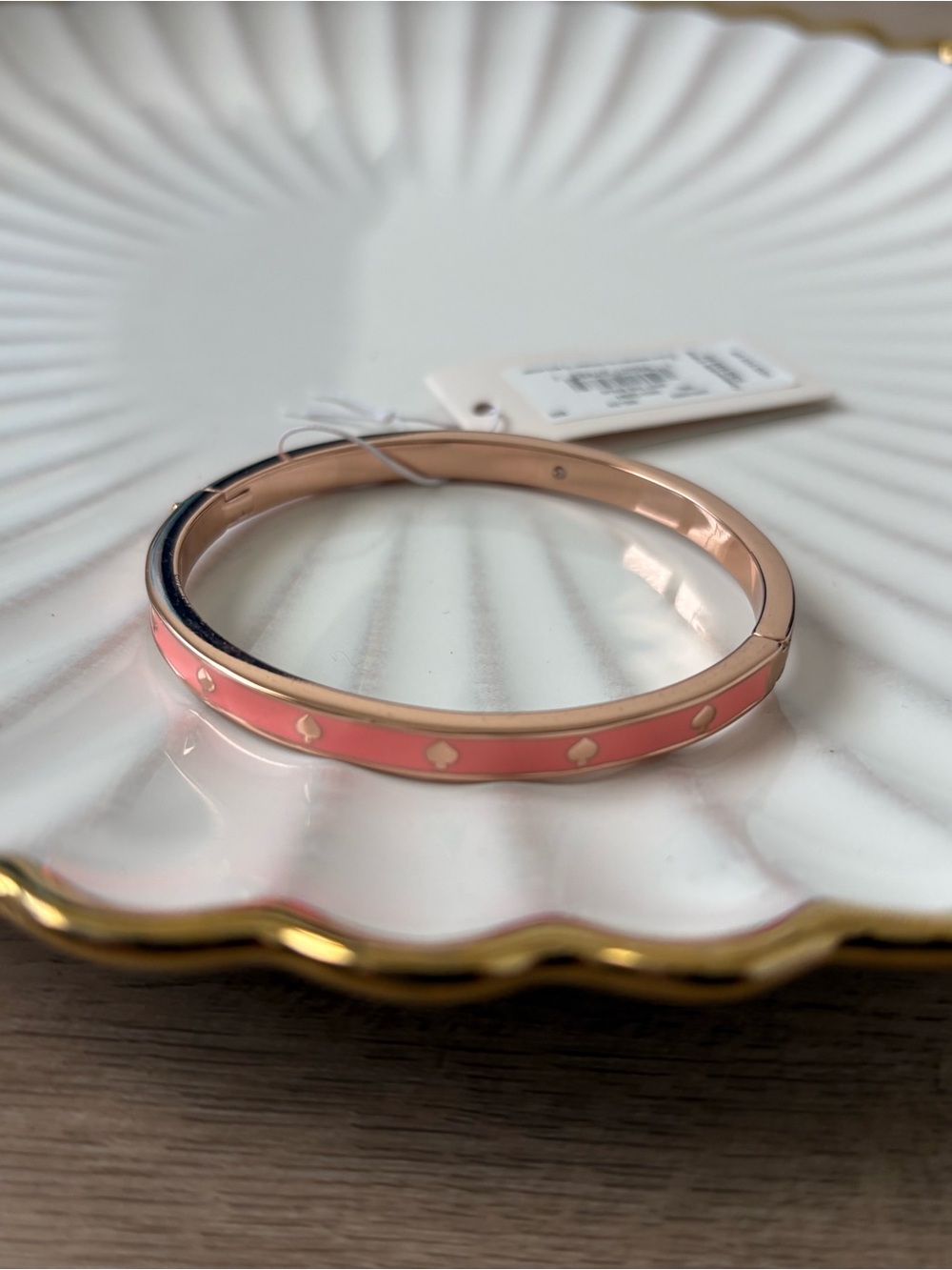 Rose Gold and Coral Enamel Bangle Bracelet - Kate Spade